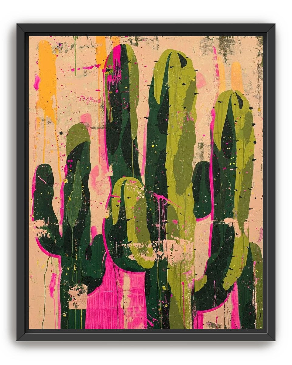 Cacti within pink drips