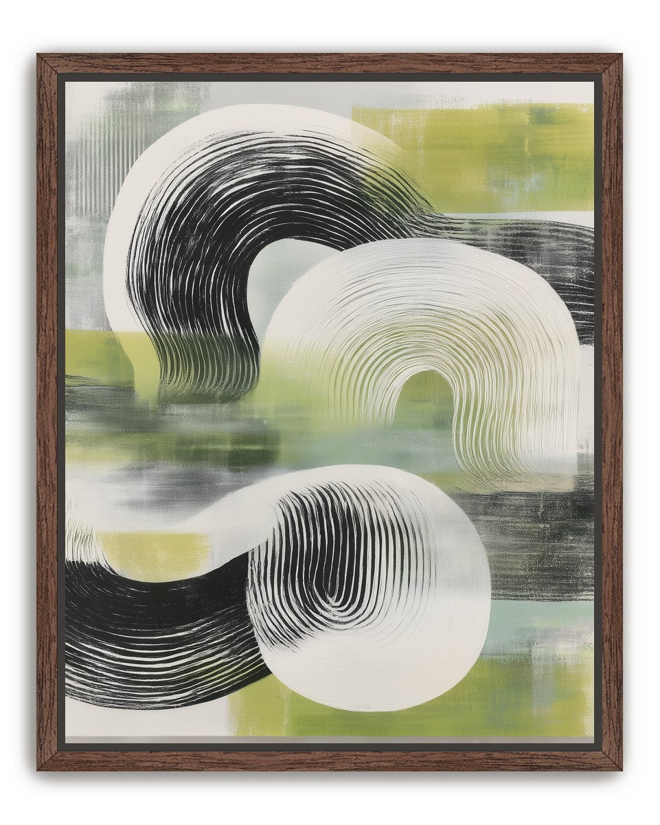 Curved bands across green fields