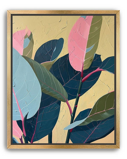 Leaves on cracked plaster