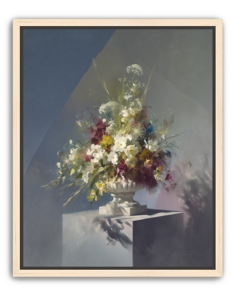 White urn within angled light