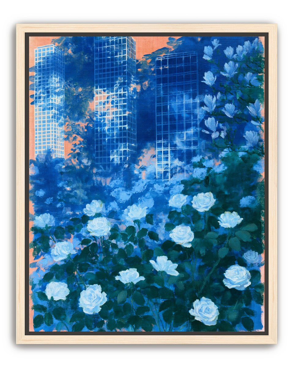 White roses before the towers