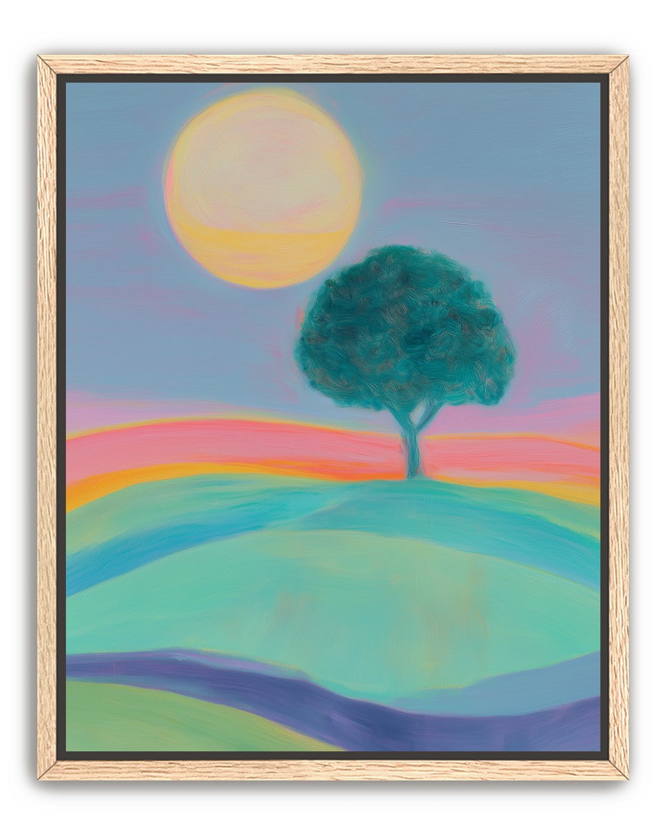 The sun behind the tree