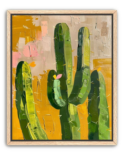 Cactus forms within ochre field