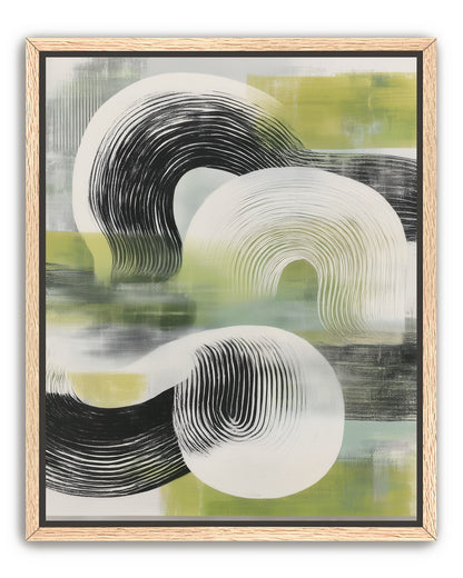 Curved bands across green fields