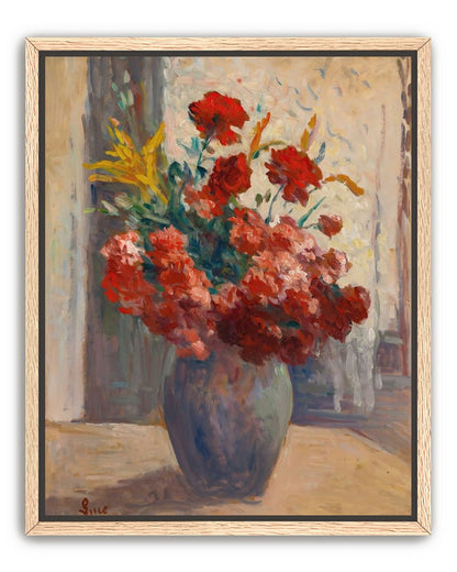 Flowers within a tall vase