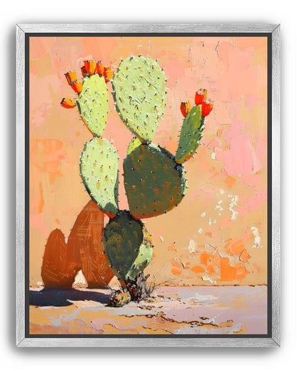 Prickly pear in sunlit plaster