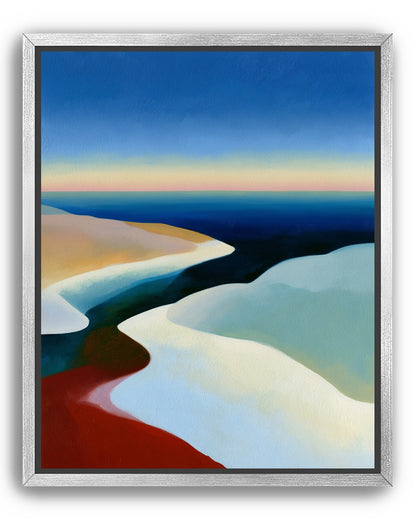 Blue sky over white dunes