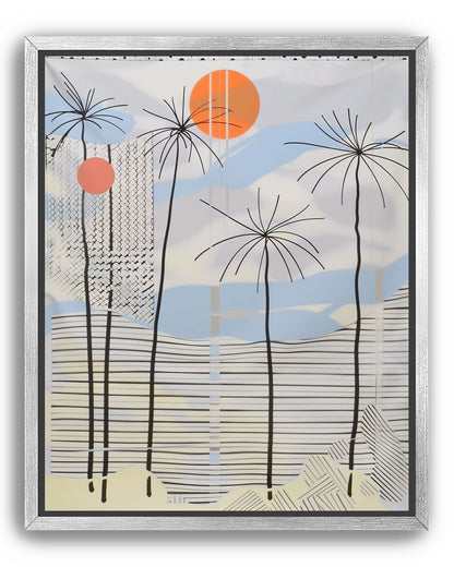 Two suns over striped hills