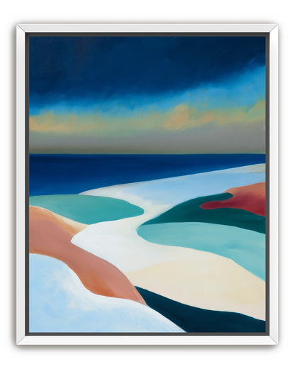 Sandbars under a heavy blue sky