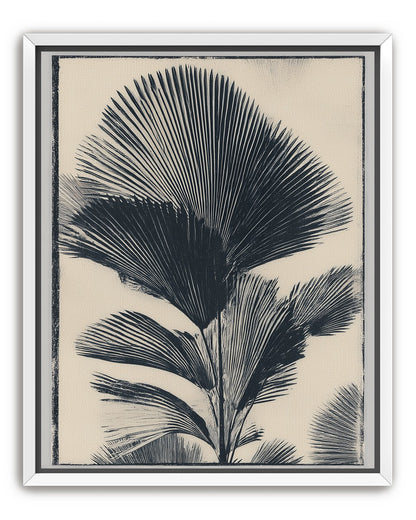 Palm fronds in black ink