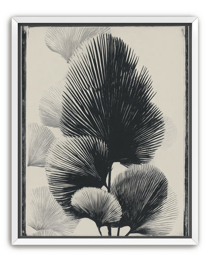 Fan fronds in ink shadow