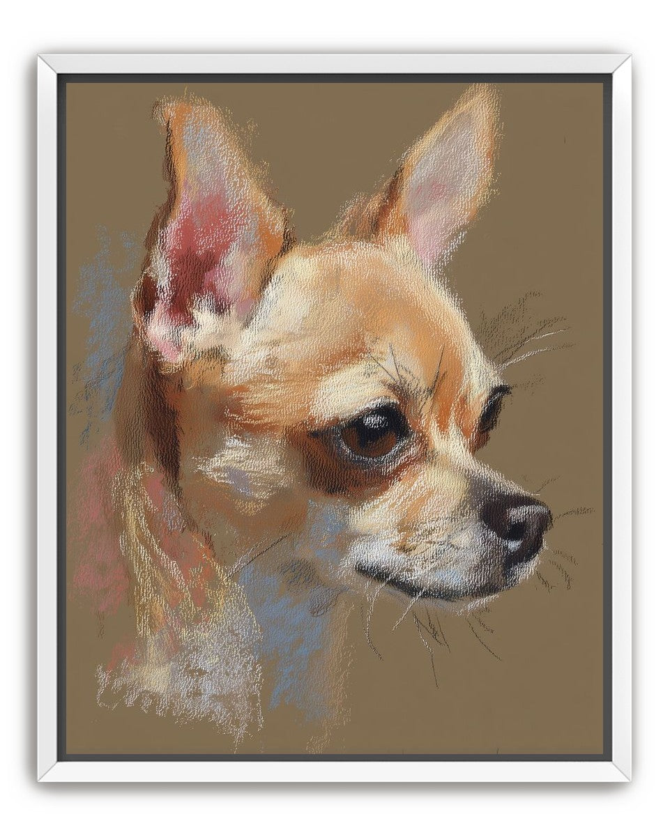 Pastel dog in profile