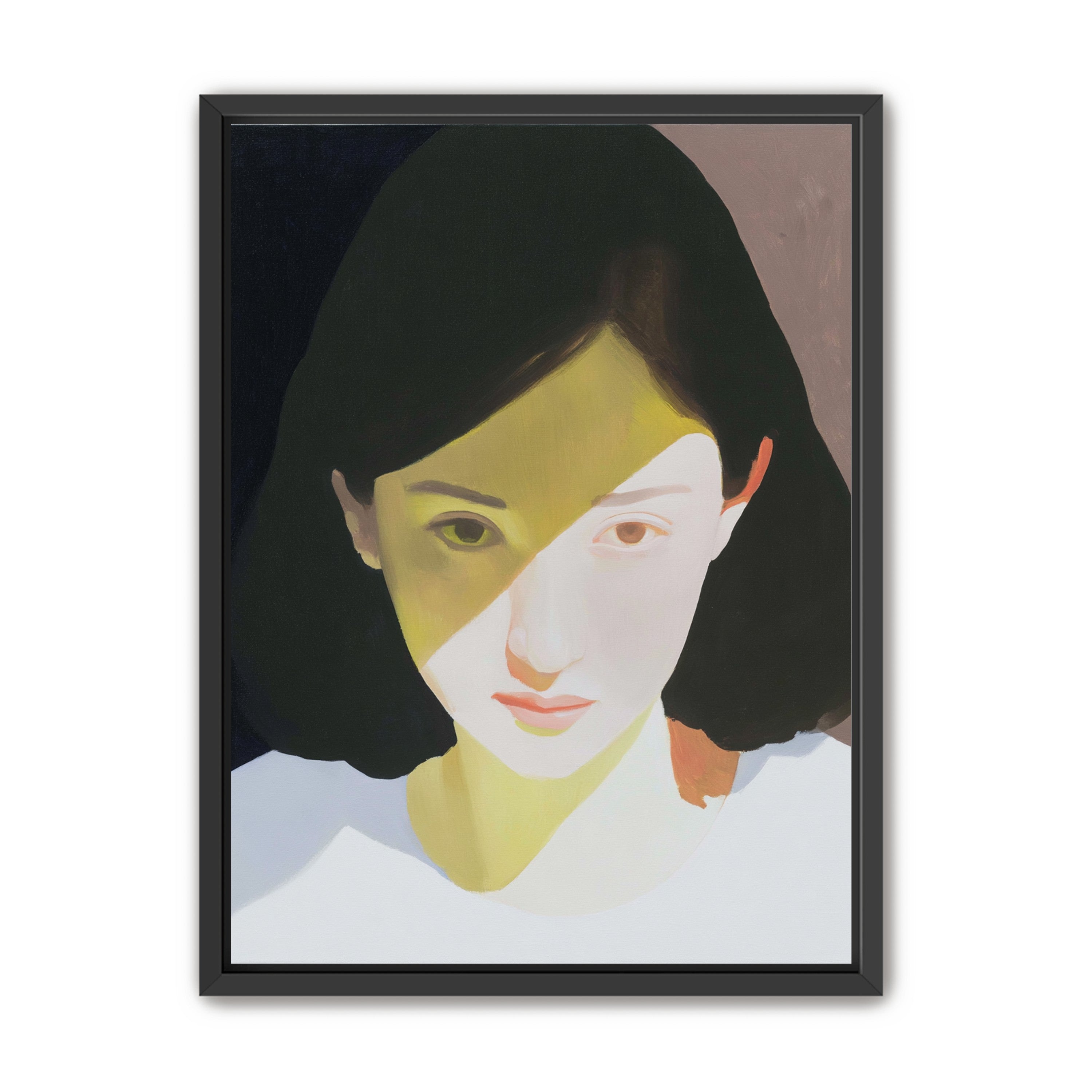 Yellow light across her face