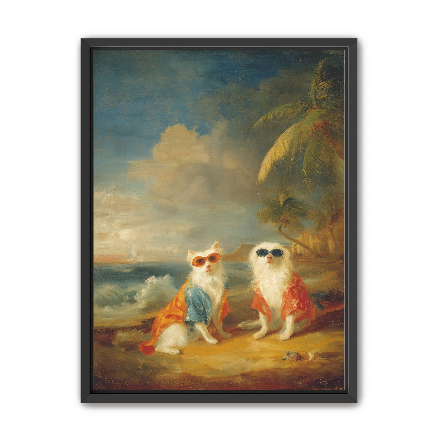 Sunglasses cats on the beach