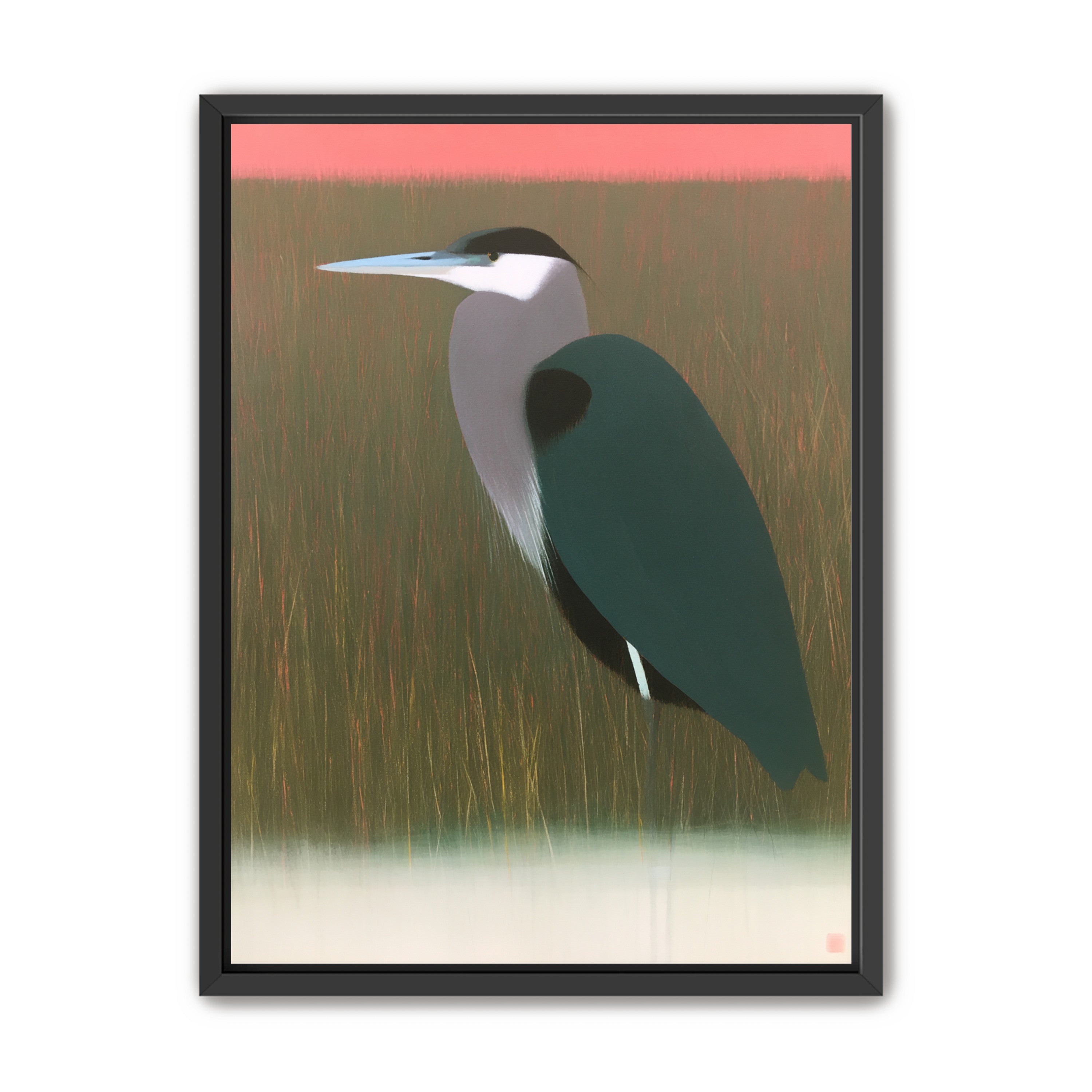 Heron in pink dusk