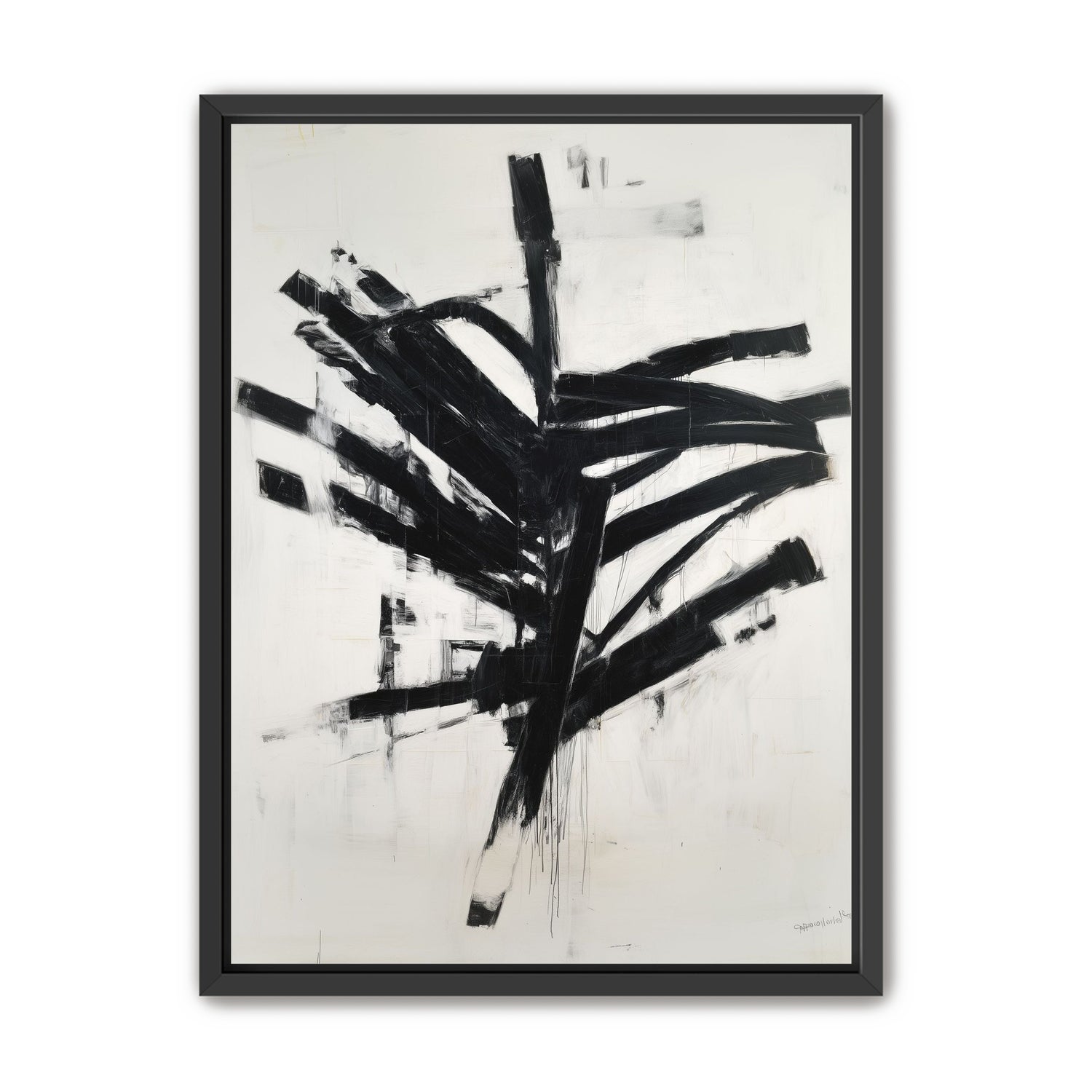Black mass across white field