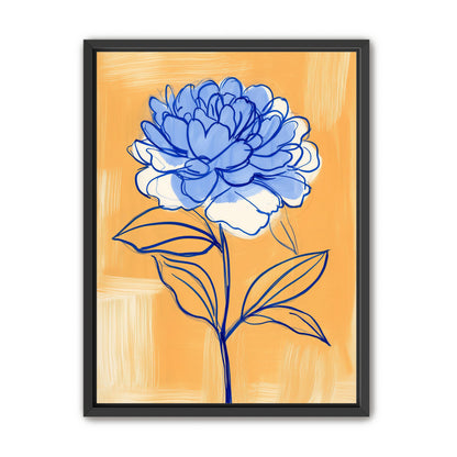 Blue Flower on Orange Field