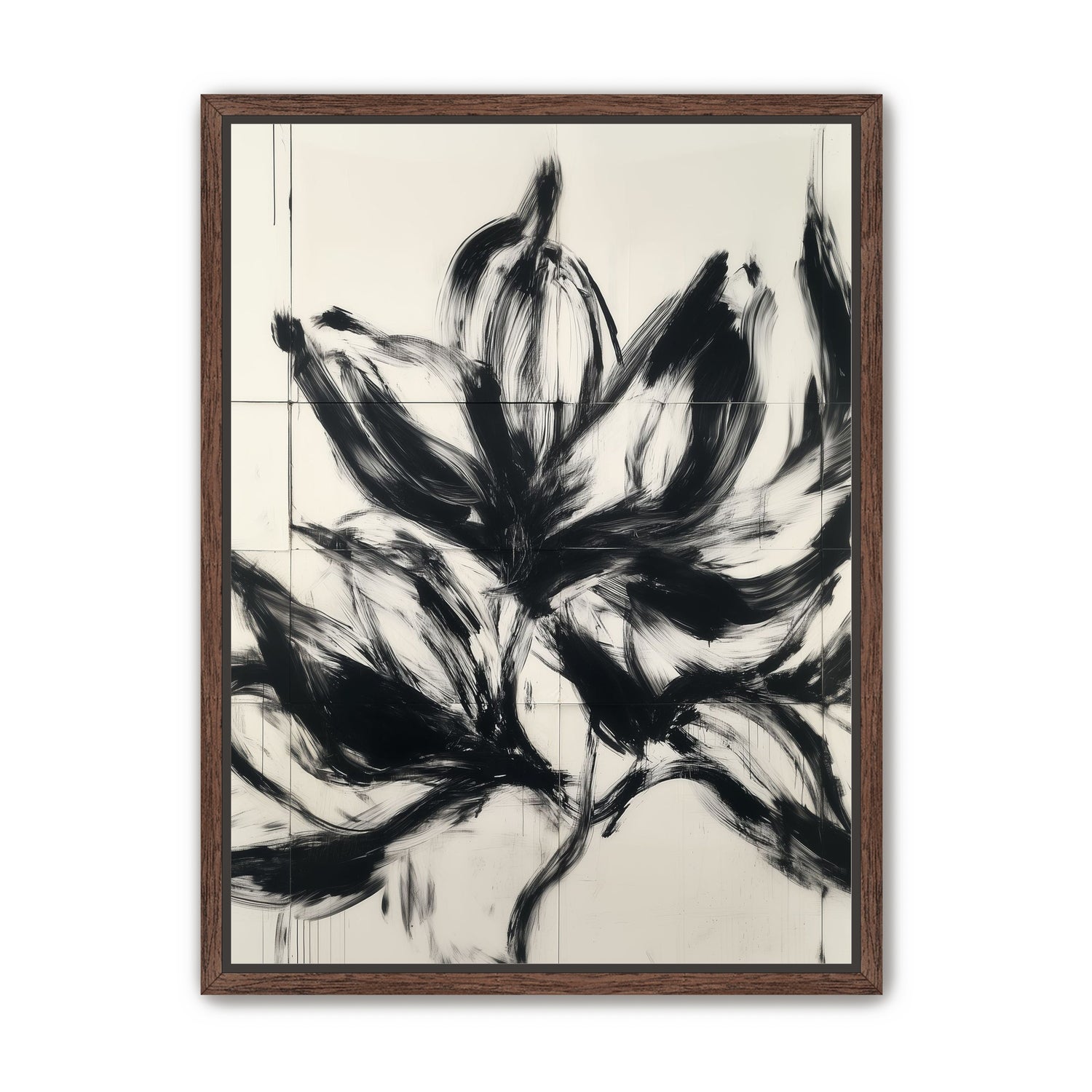 Black petals on pale grid