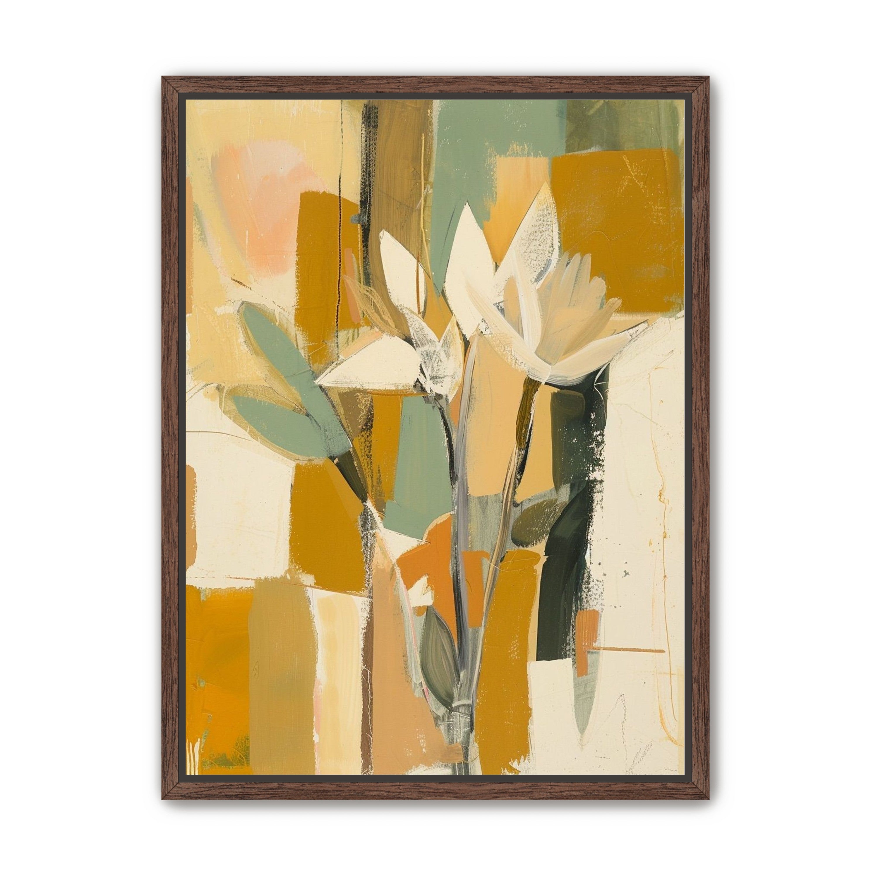 White flowers in ochre light