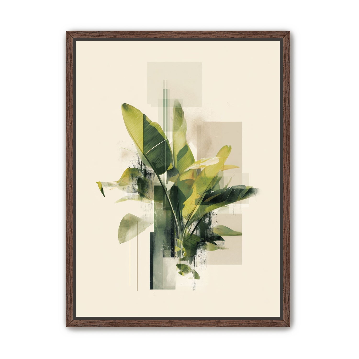 Green leaves among glassy blocks