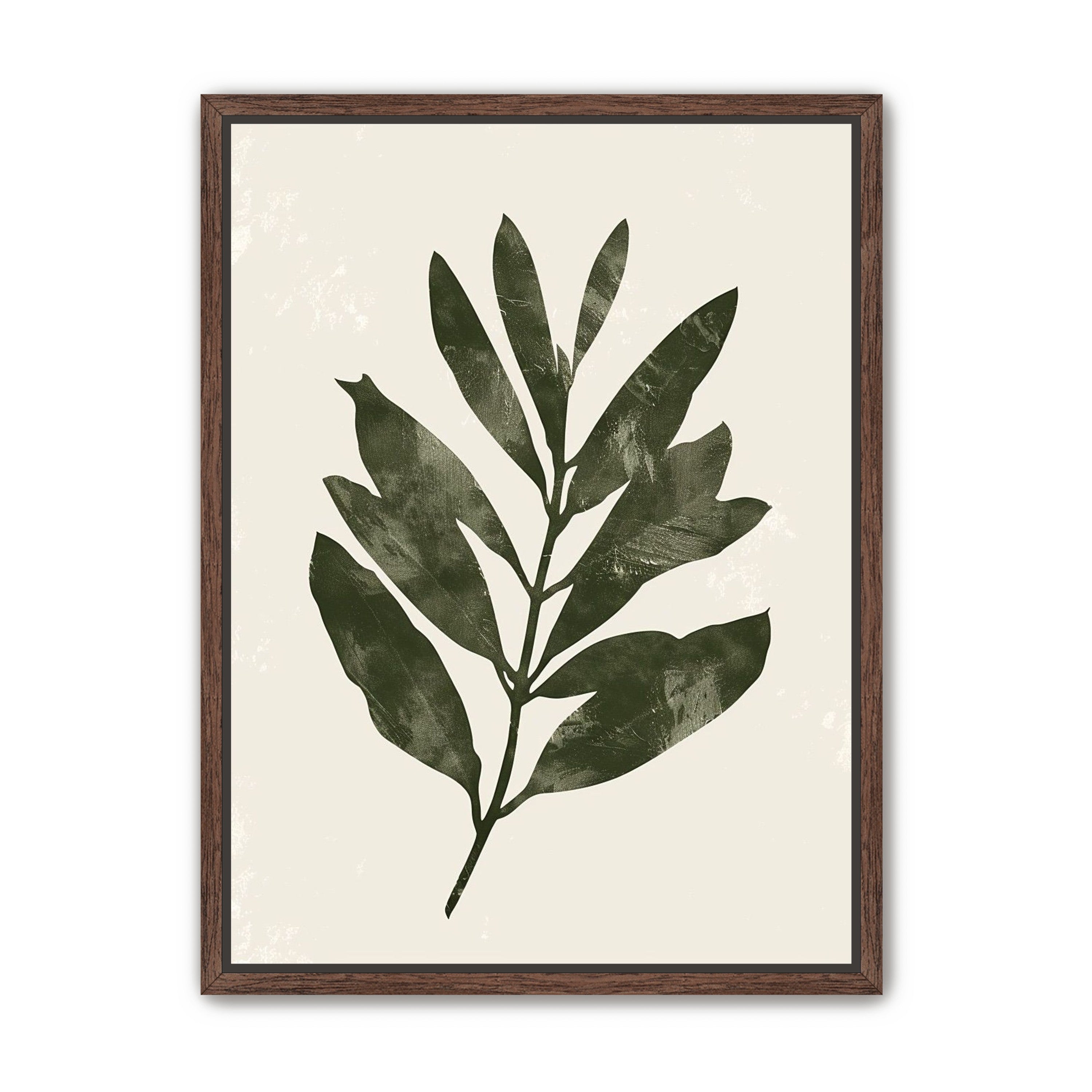 Still branch on pale paper