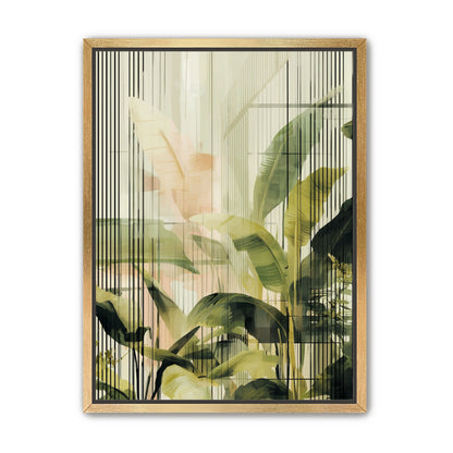 Green leaves in peach light