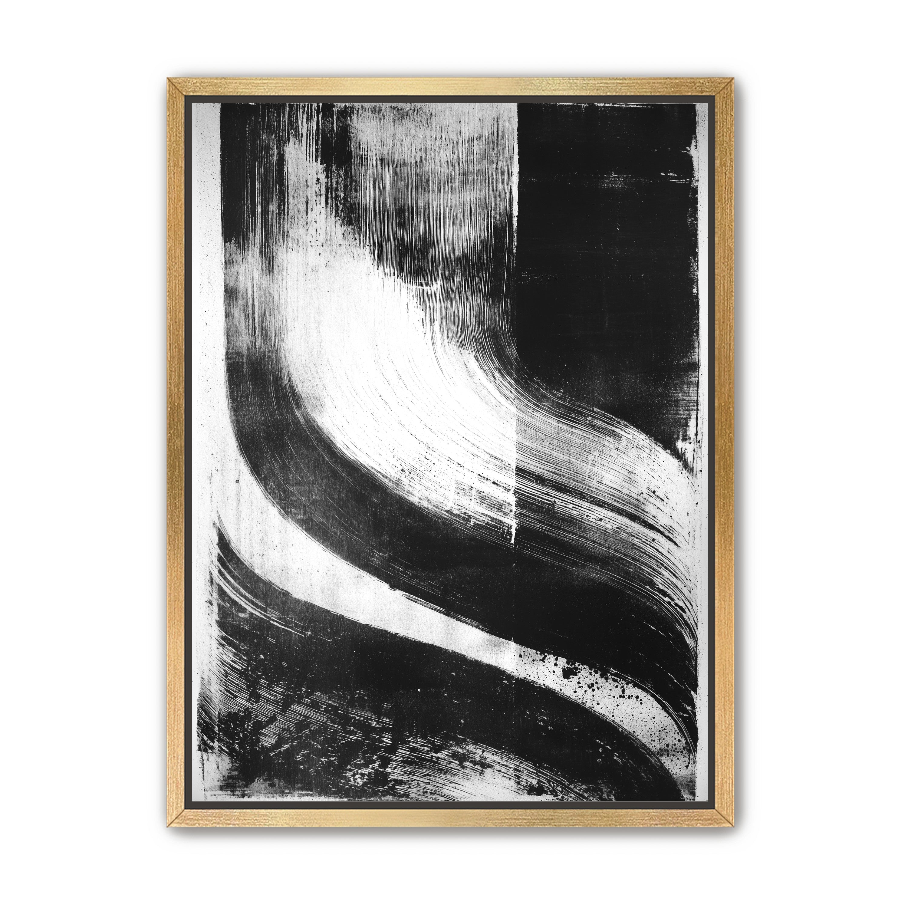 Scraped arcs in black ink