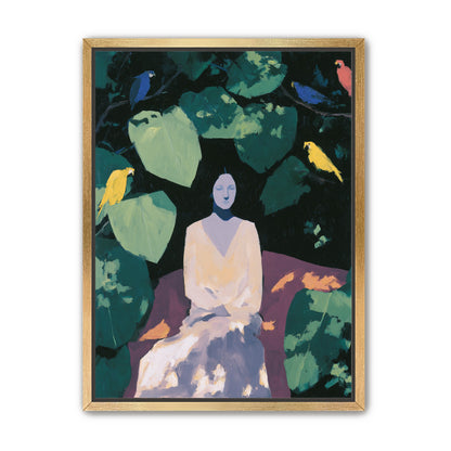 Pale dress under green leaves