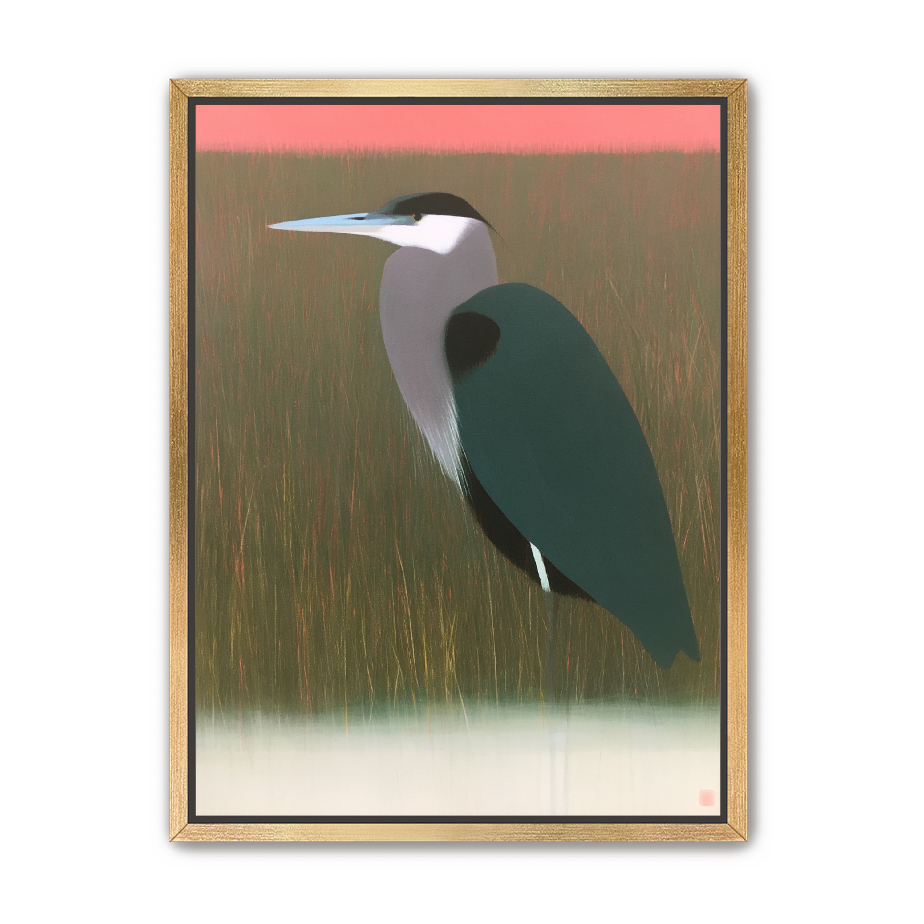 Heron in pink dusk