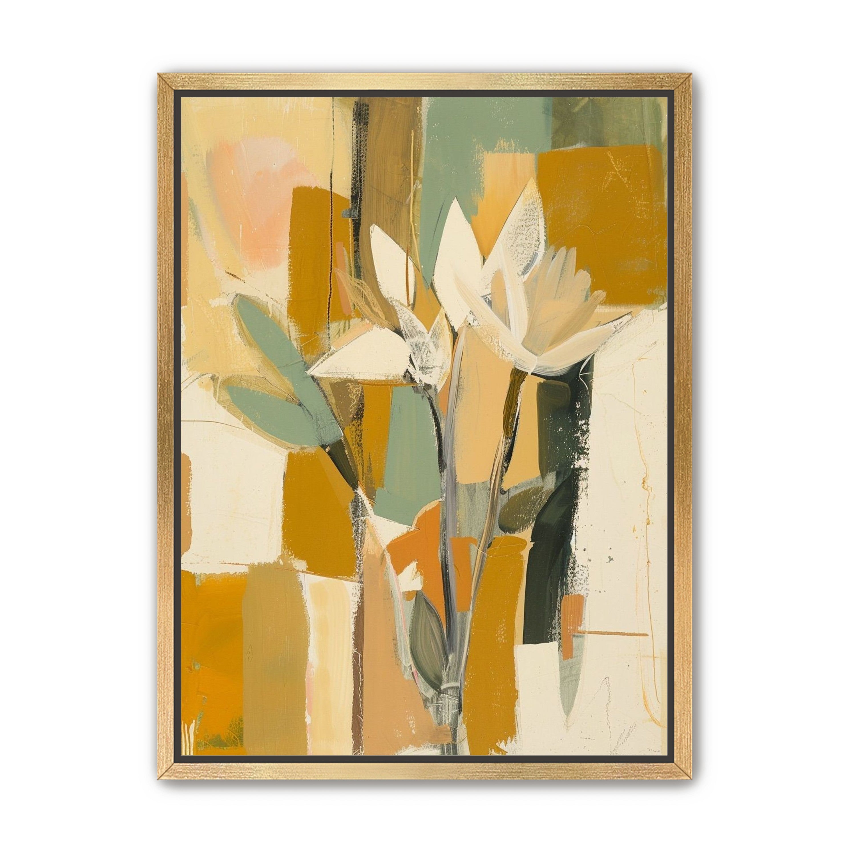 White flowers in ochre light