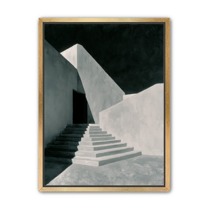 Stairs into the black doorway