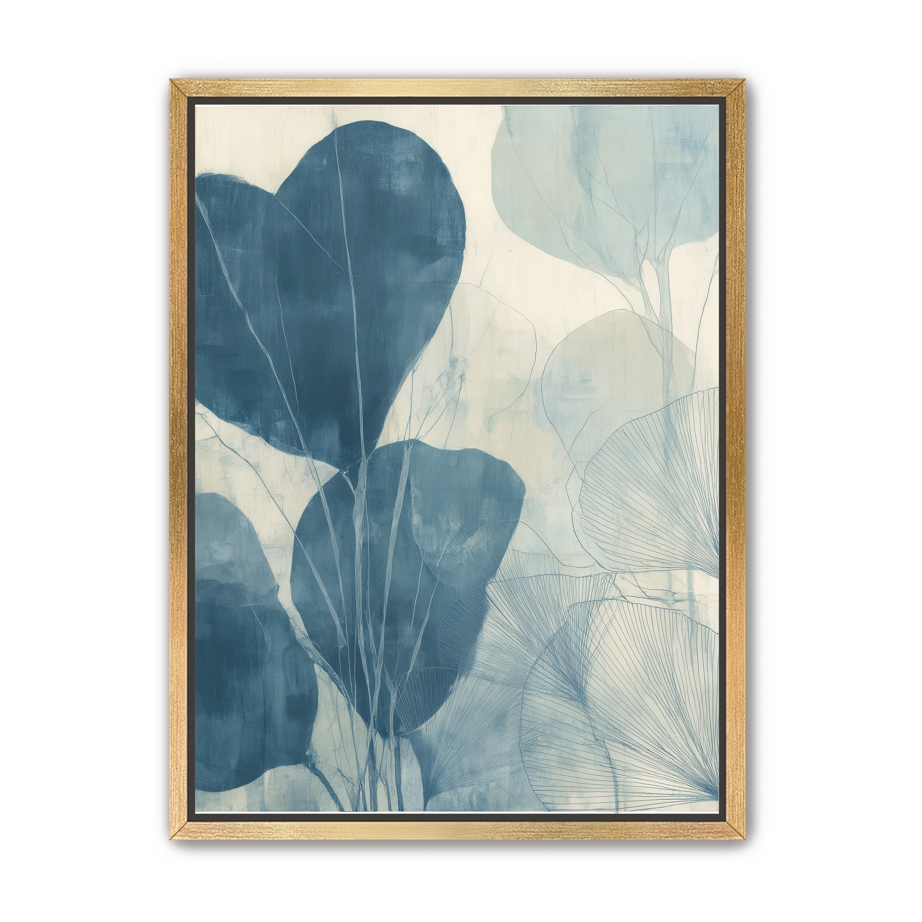 Leaves among pale blue space