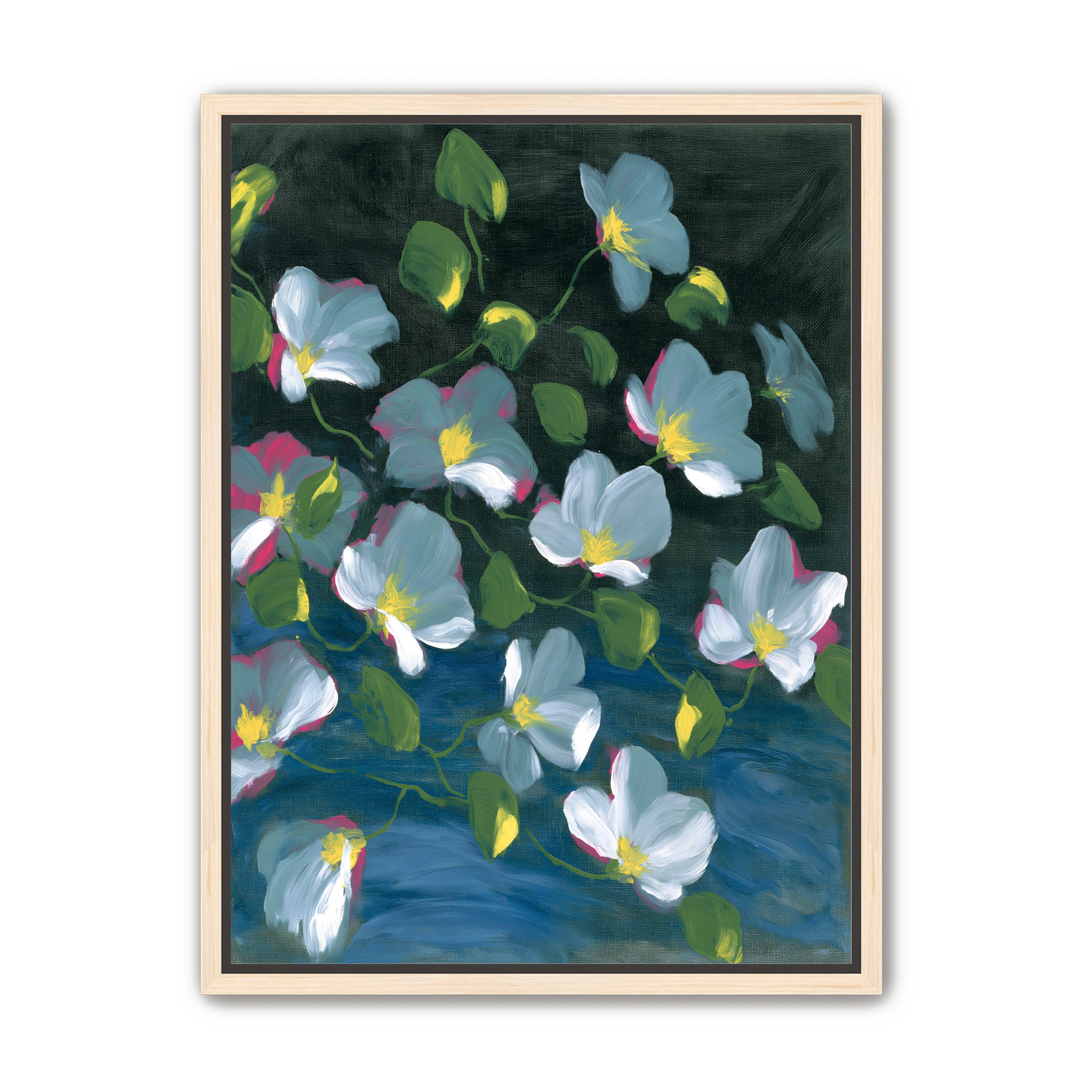 Pale blooms on black