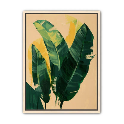 Green leaves in warm haze