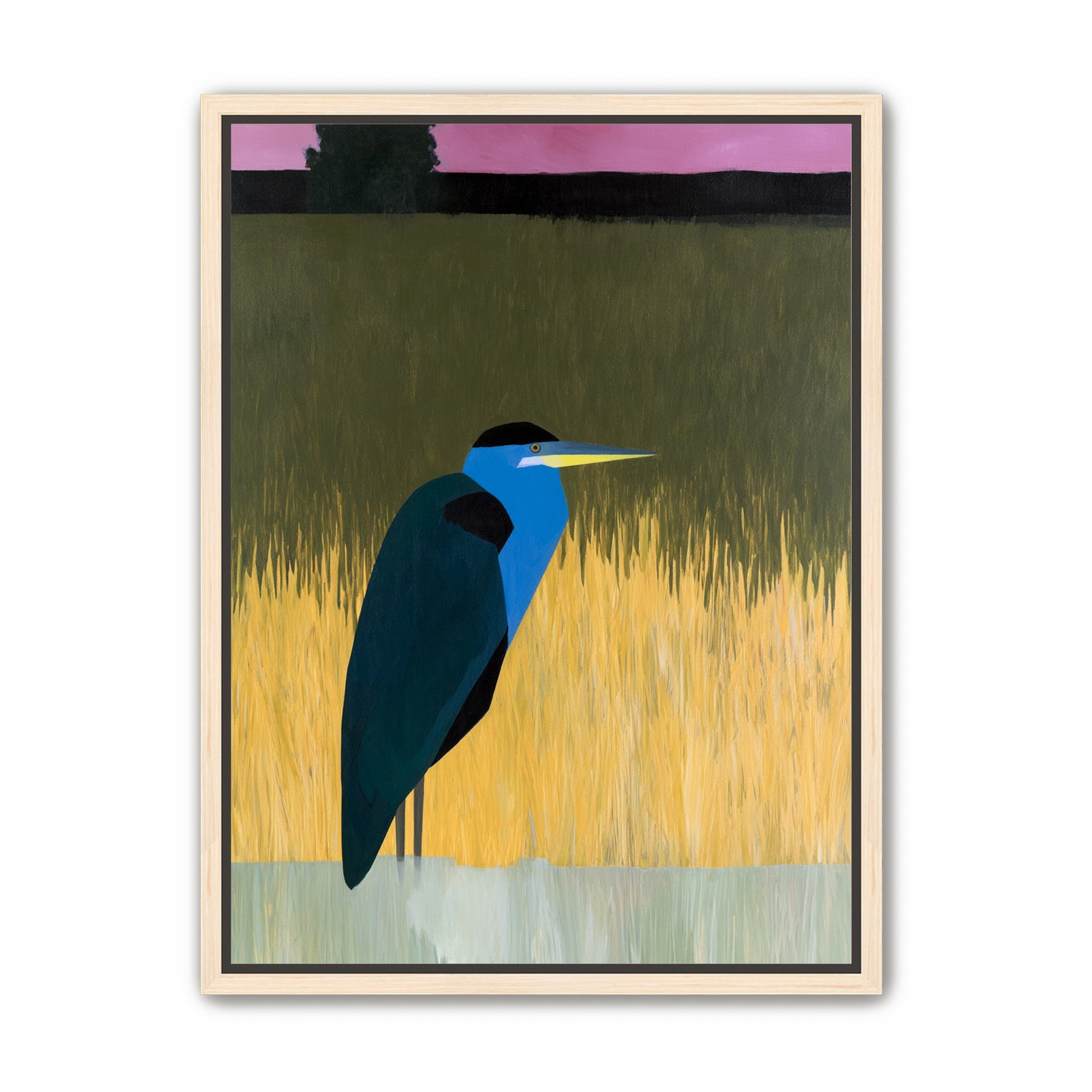 Blue bird in yellow grass