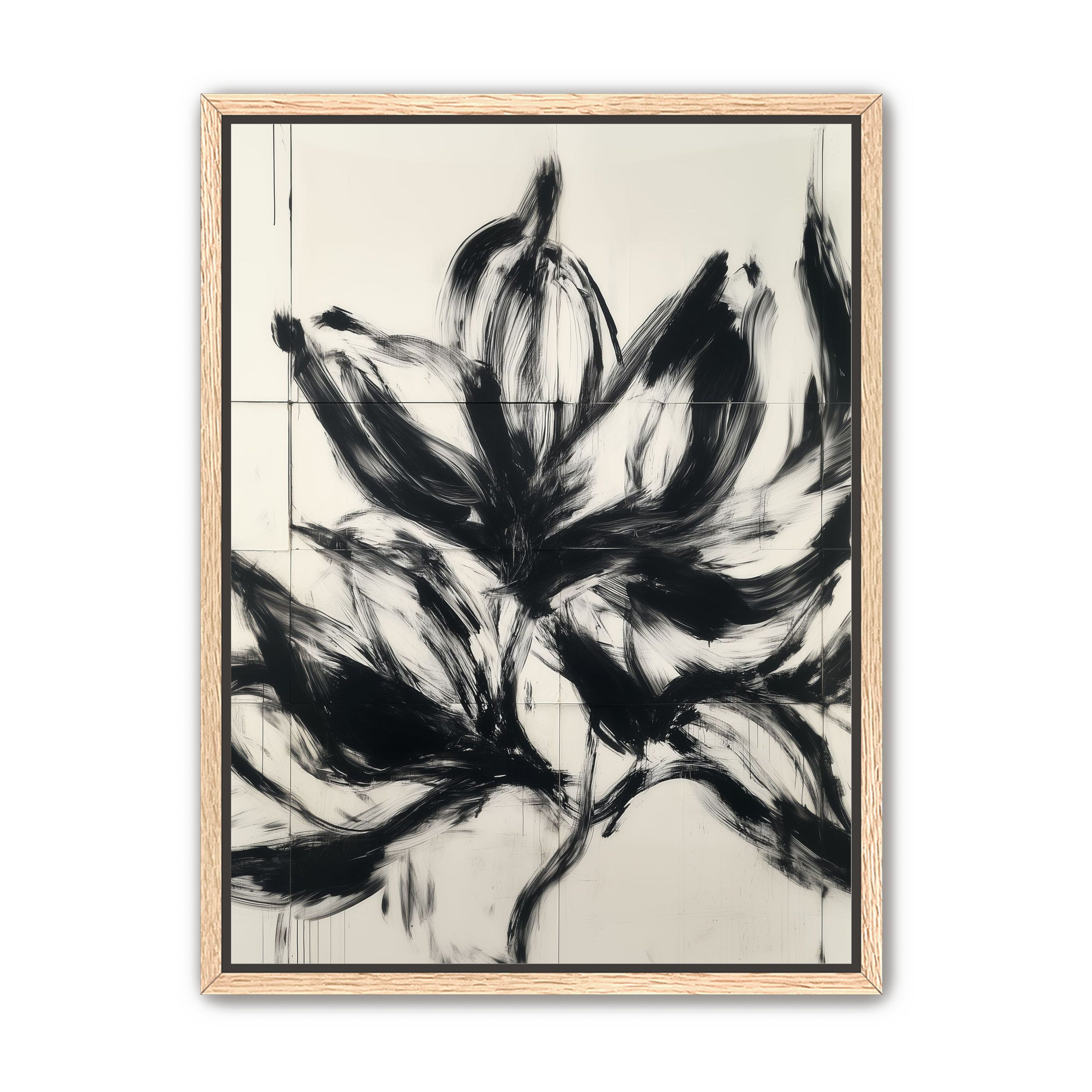 Black petals on pale grid
