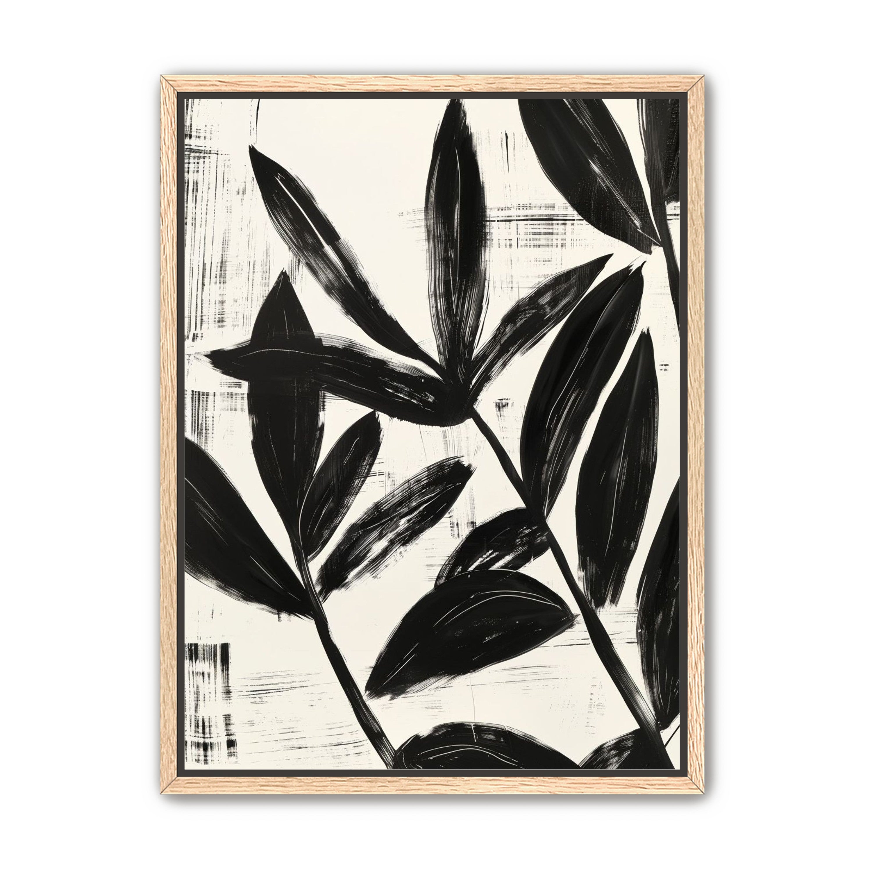 Black leaves on white grain