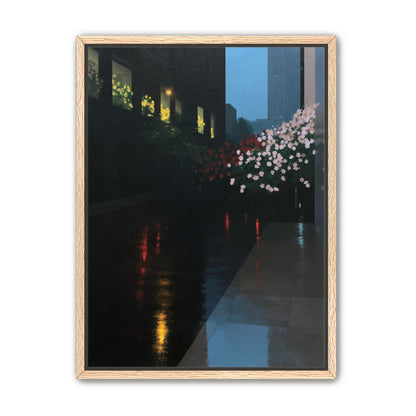 Flowers beside the wet windows