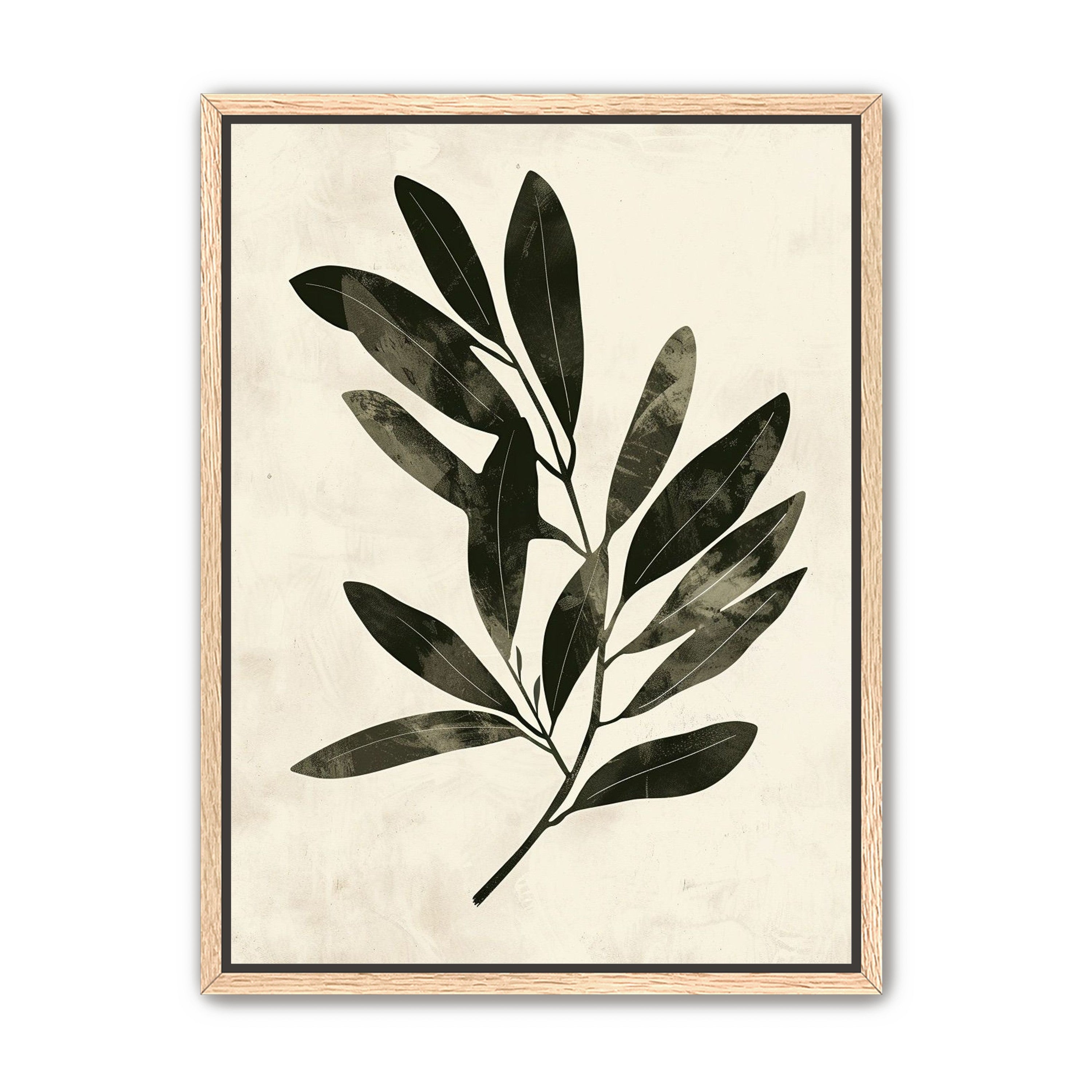 Charcoal leaves on ivory paper