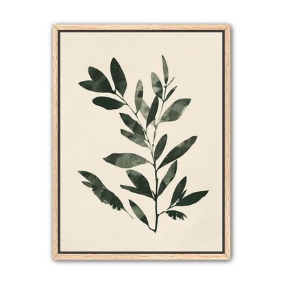 Dark green leaves on cream