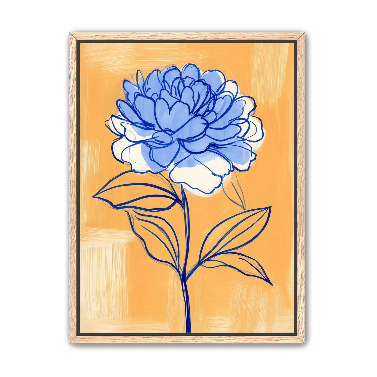 Blue Flower on Orange Field
