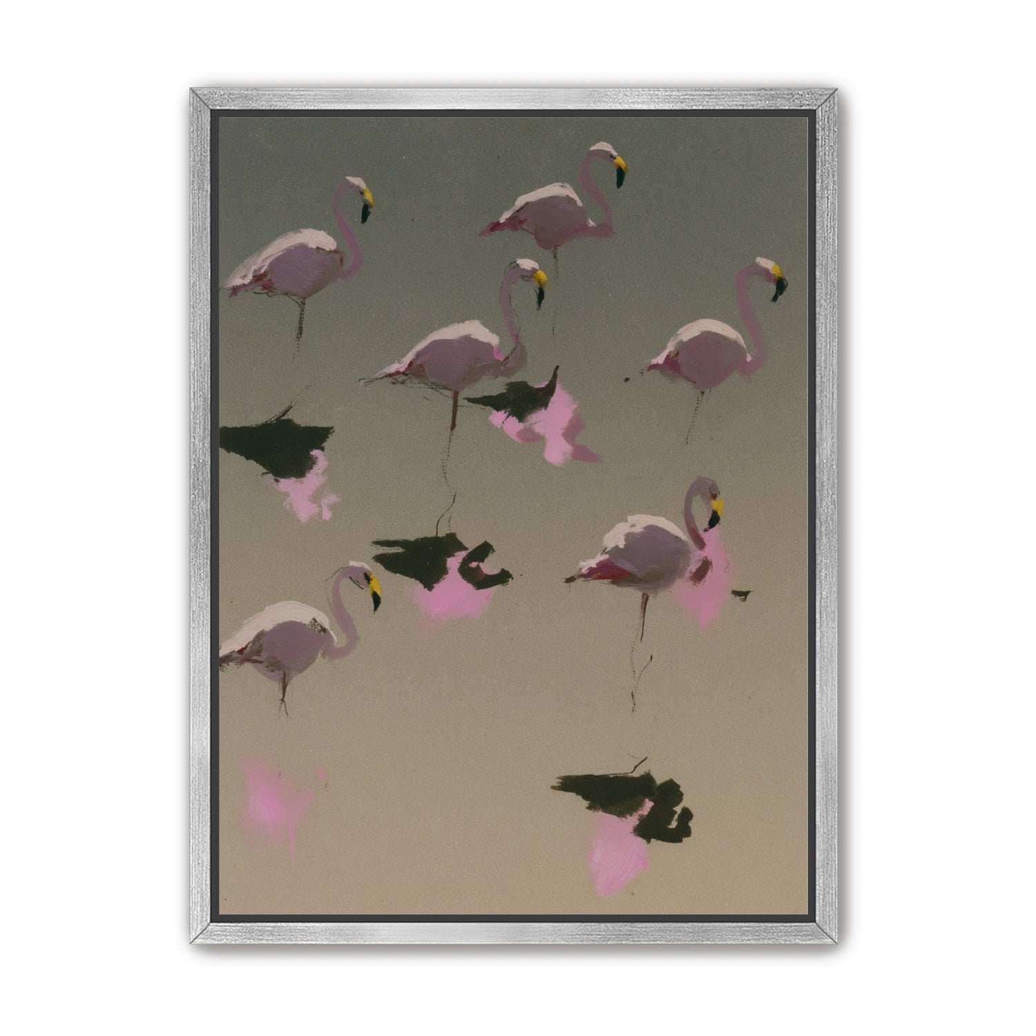 Flamingos in still water
