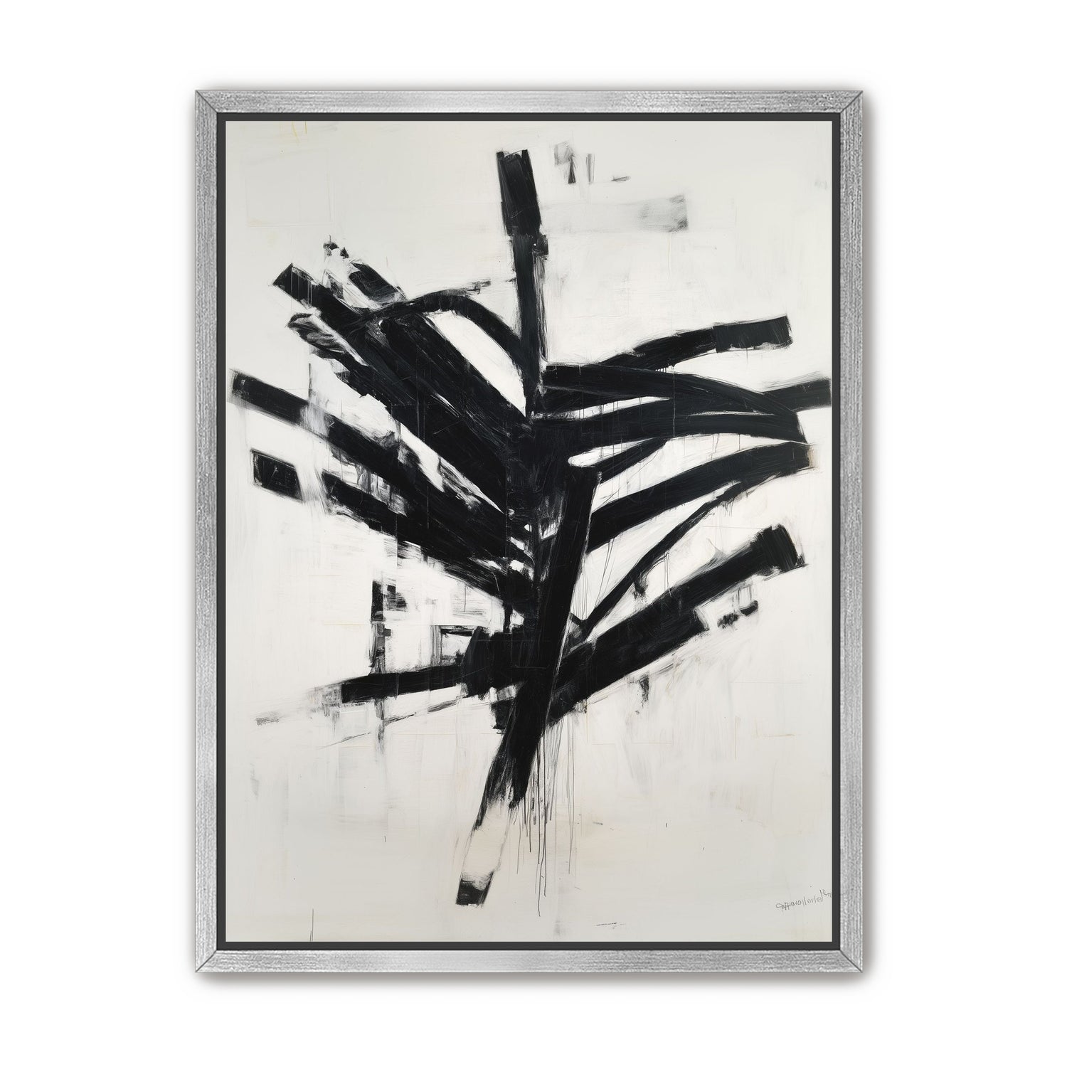 Black mass across white field