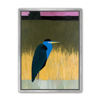 Blue bird in yellow grass