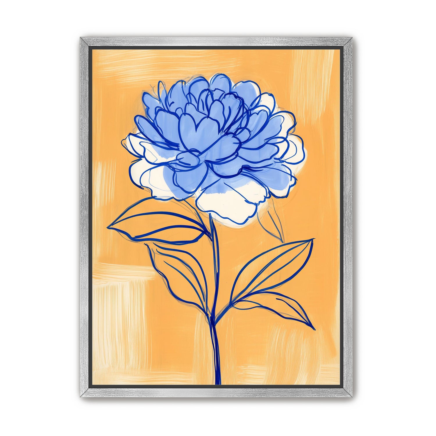Blue Flower on Orange Field