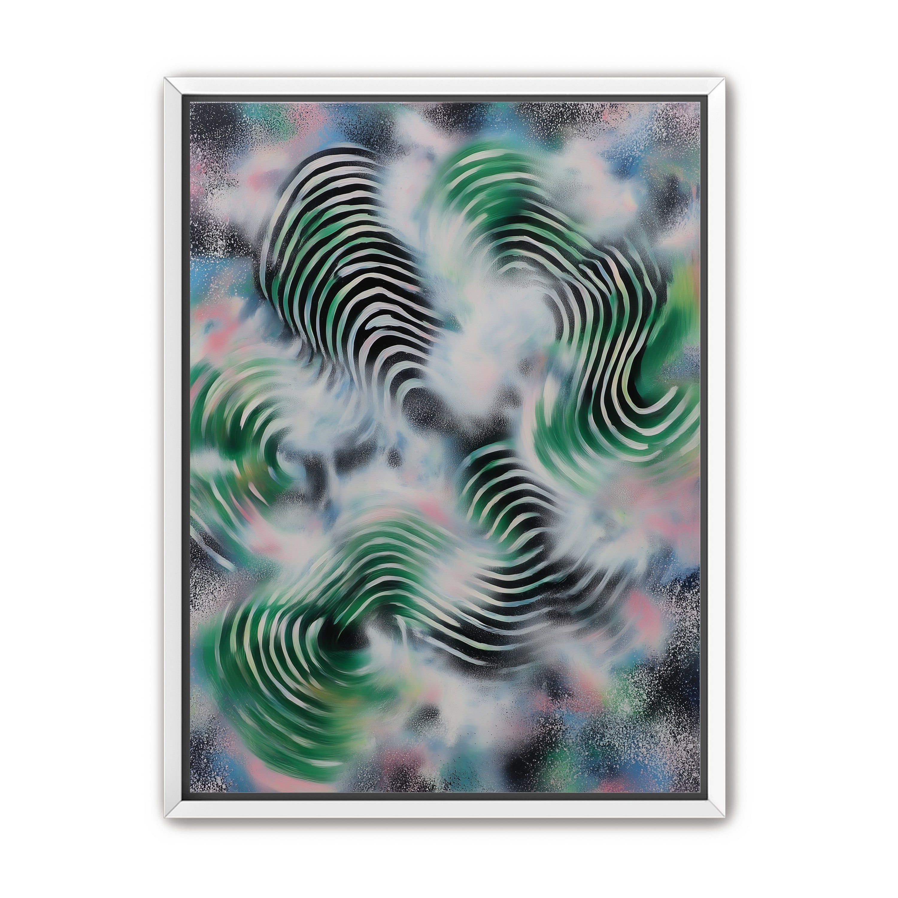 Bands turning through haze