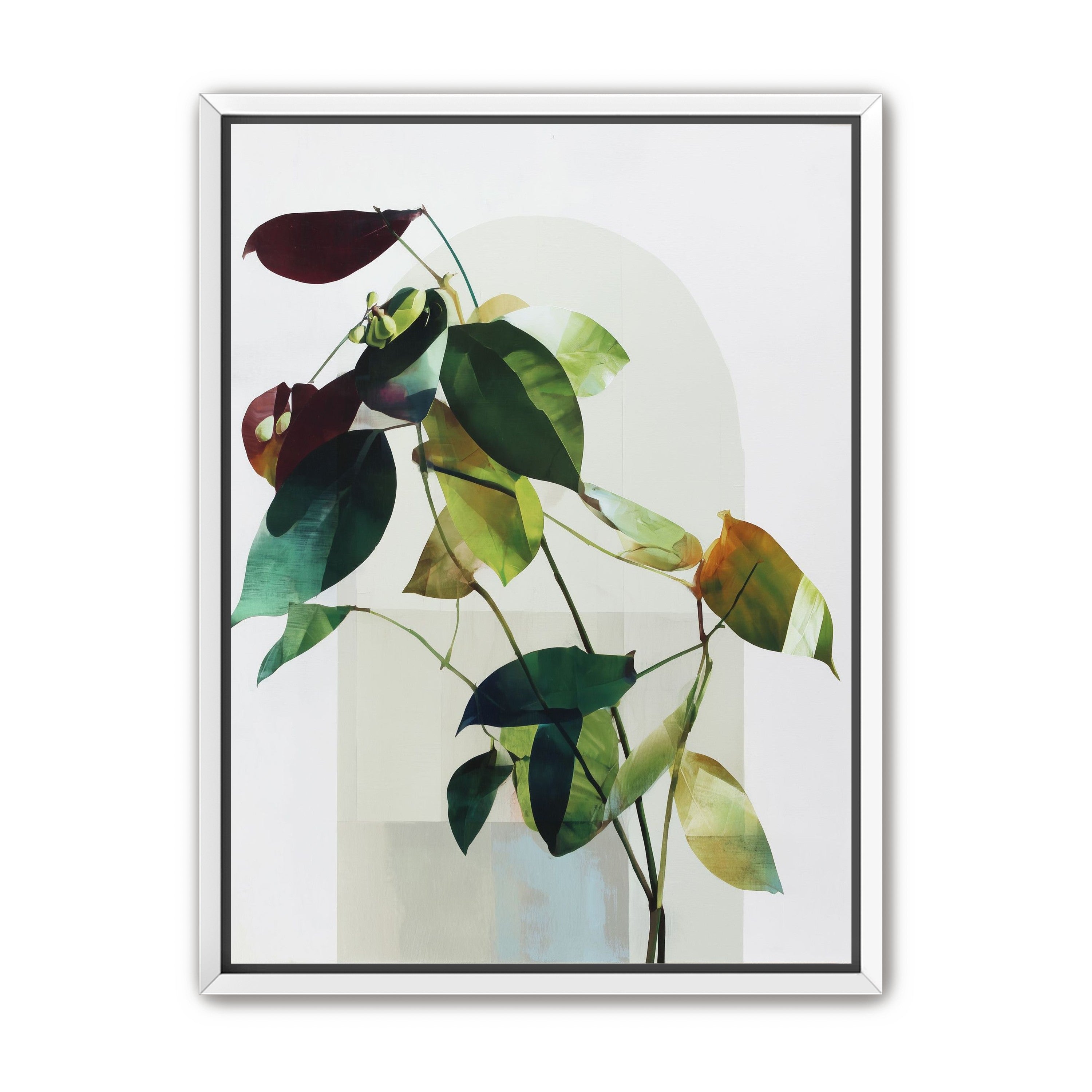 Leaves across a pale arch