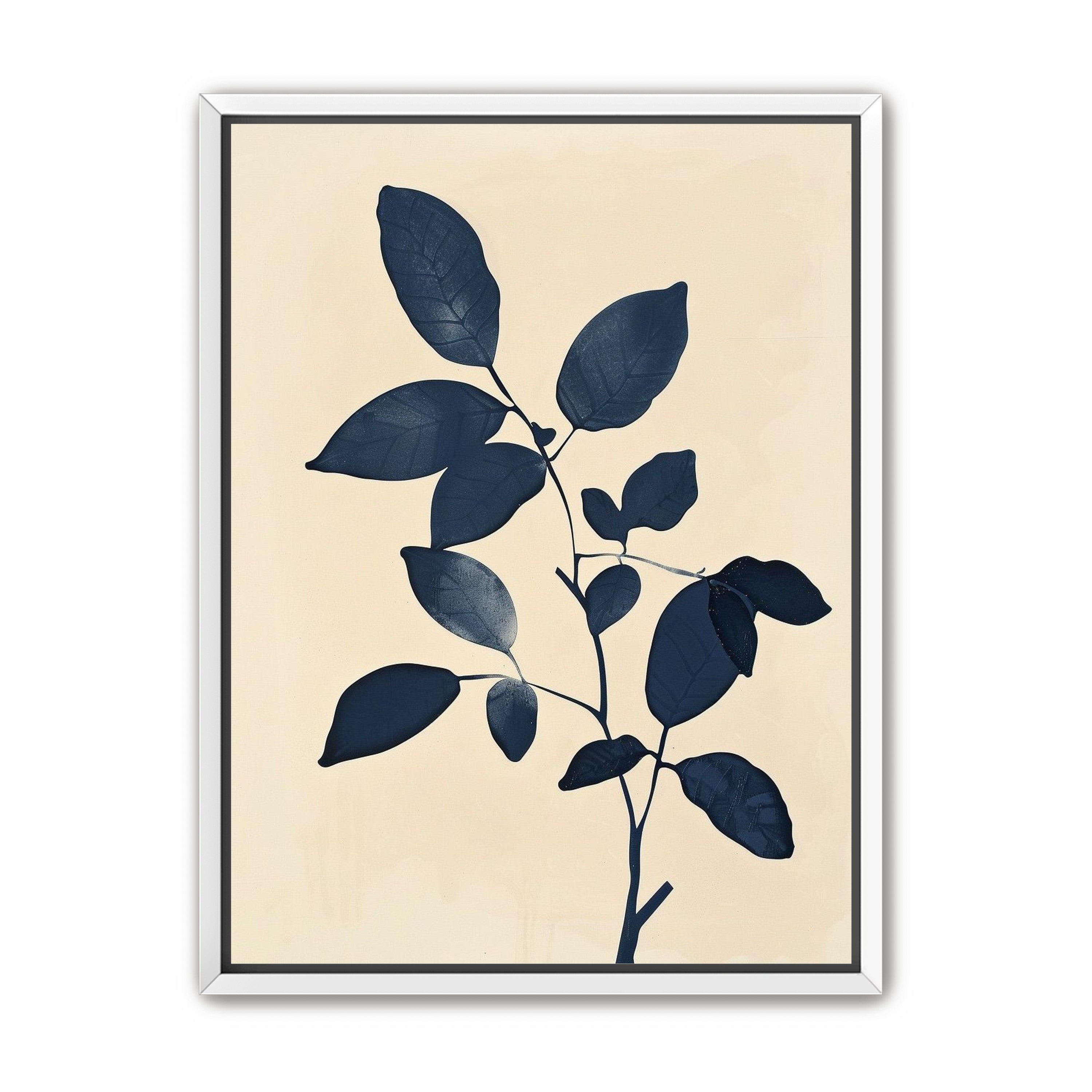 Indigo leaves on cream