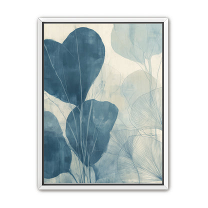 Leaves among pale blue space