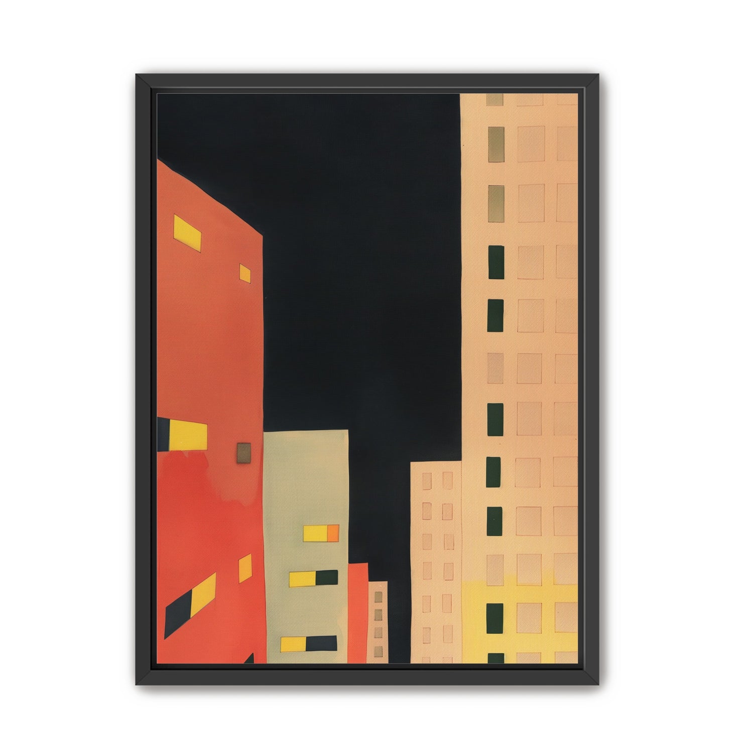 Lit windows in black sky